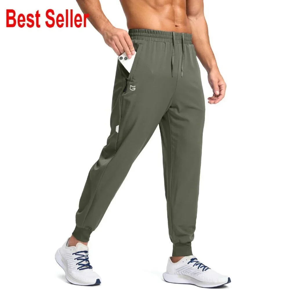 Men's Lightweight Joggers Quick Dry Athletic Pants Zipper Pockets Workout